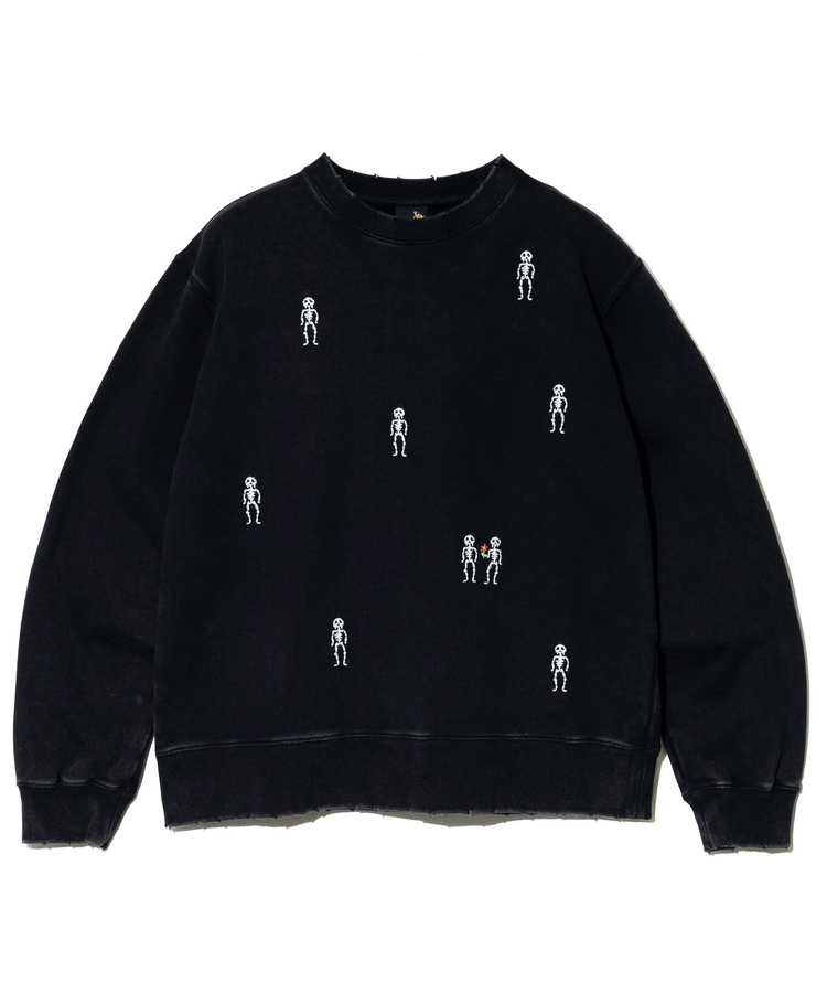 go slow caravan(ゴースローキャラバン) |ほねほね ちょいボロ加工クルーネックスウェット (MENS)