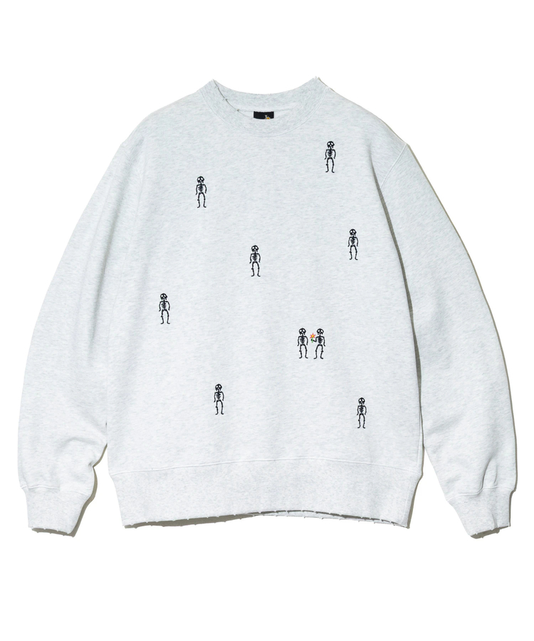 go slow caravan(ゴースローキャラバン) |ほねほね ちょいボロ加工クルーネックスウェット (MENS)