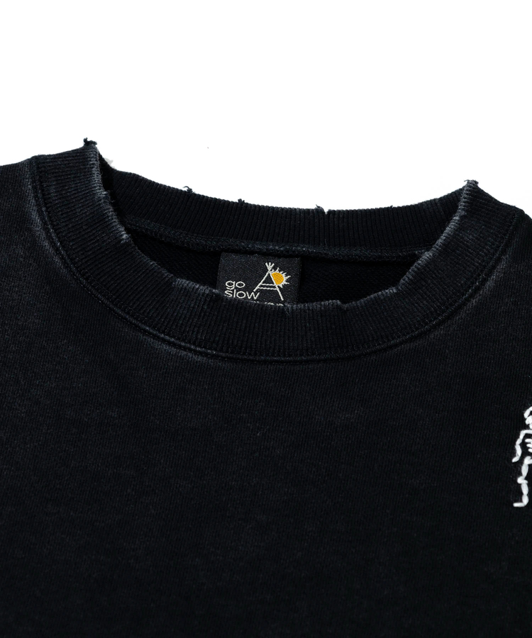 go slow caravan(ゴースローキャラバン) |ほねほね ちょいボロ加工クルーネックスウェット (MENS)