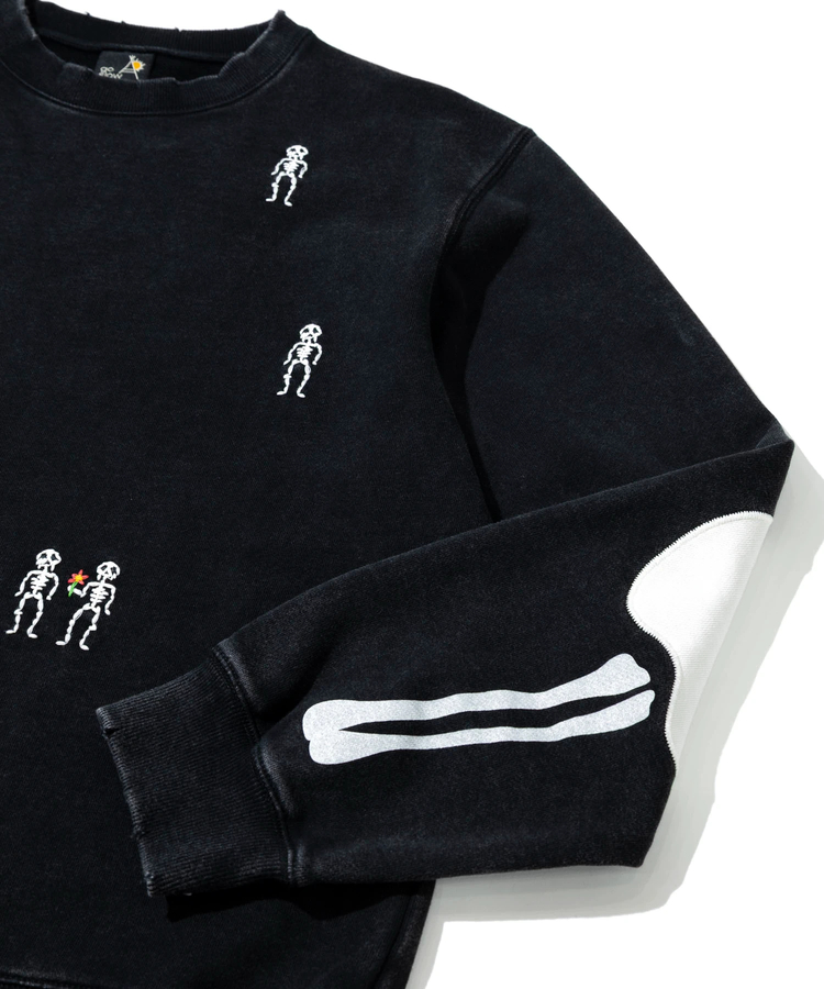 go slow caravan(ゴースローキャラバン) |ほねほね ちょいボロ加工クルーネックスウェット (MENS)