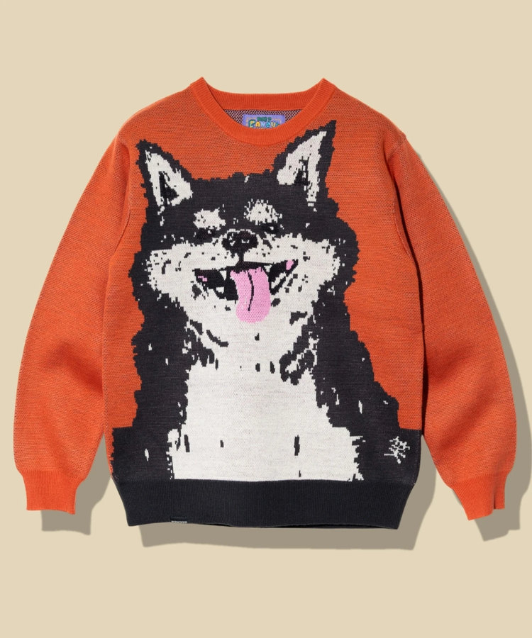 go slow caravan(ゴースローキャラバン) |笑う柴犬 IMPACT ジャガードニットセーター (MENS/WOMENS)