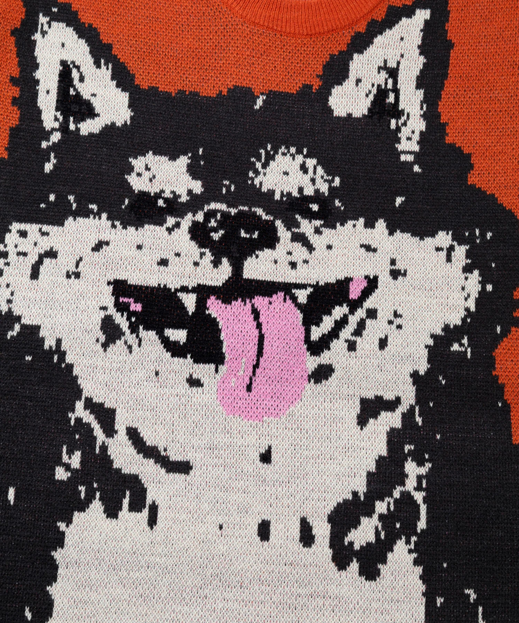 go slow caravan(ゴースローキャラバン) |笑う柴犬 IMPACT ジャガードニットセーター (MENS/WOMENS)