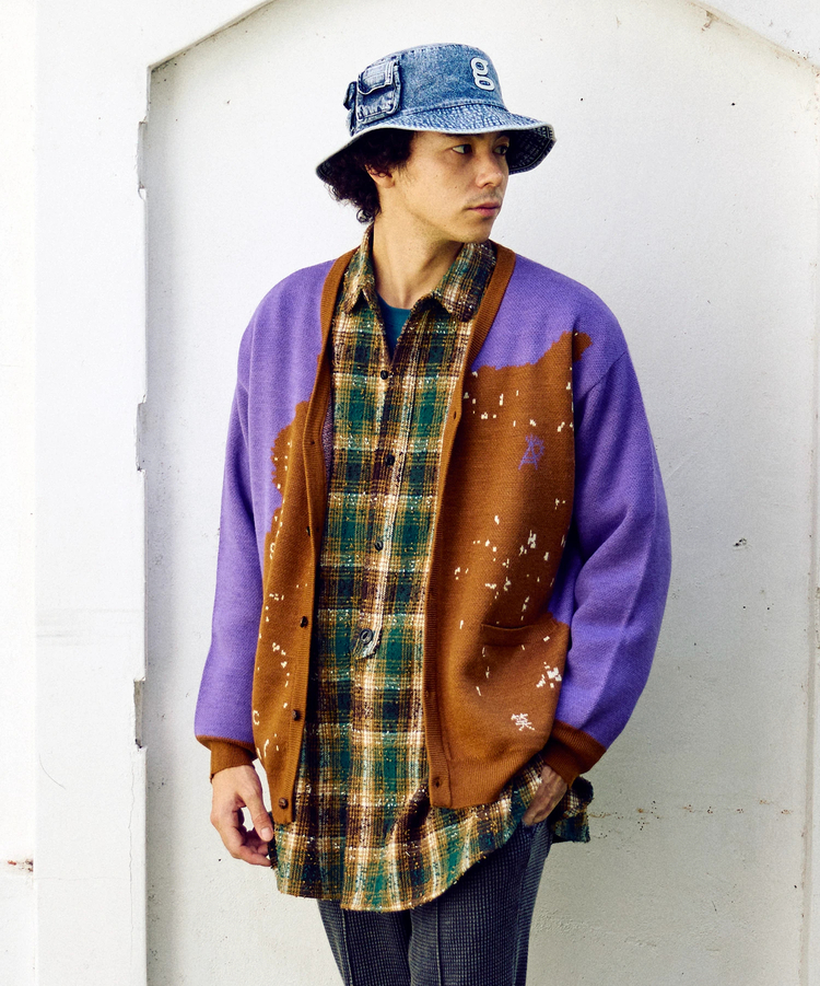 go slow caravan(ゴースローキャラバン) |笑う柴犬 IMPACTジャガードニットカーディガン (MENS/WOMENS)