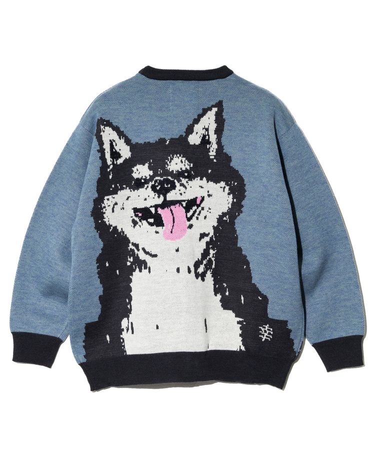 go slow caravan(ゴースローキャラバン) |笑う柴犬 IMPACTジャガードニットカーディガン (MENS/WOMENS)