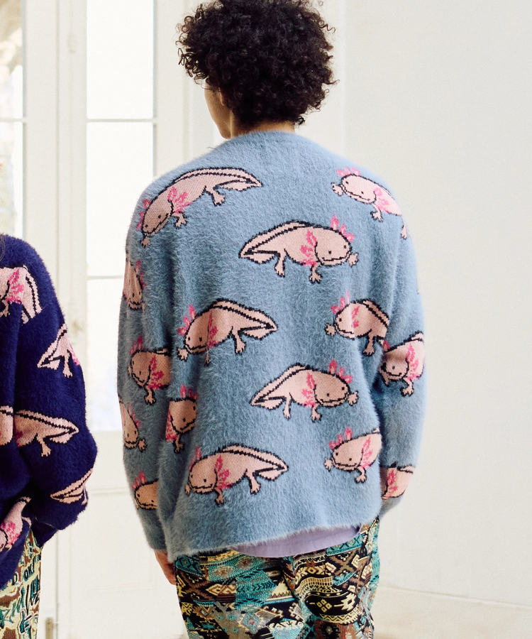 go slow caravan(ゴースローキャラバン) |ウーパールーパーシャギー MIX ジャガードニットBIGセーター (MENS)