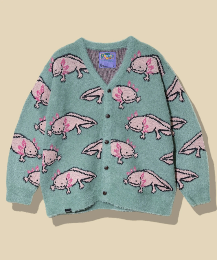 go slow caravan(ゴースローキャラバン) |ウーパールーパーシャギー MIX ジャガードニットカーディガン (MENS)