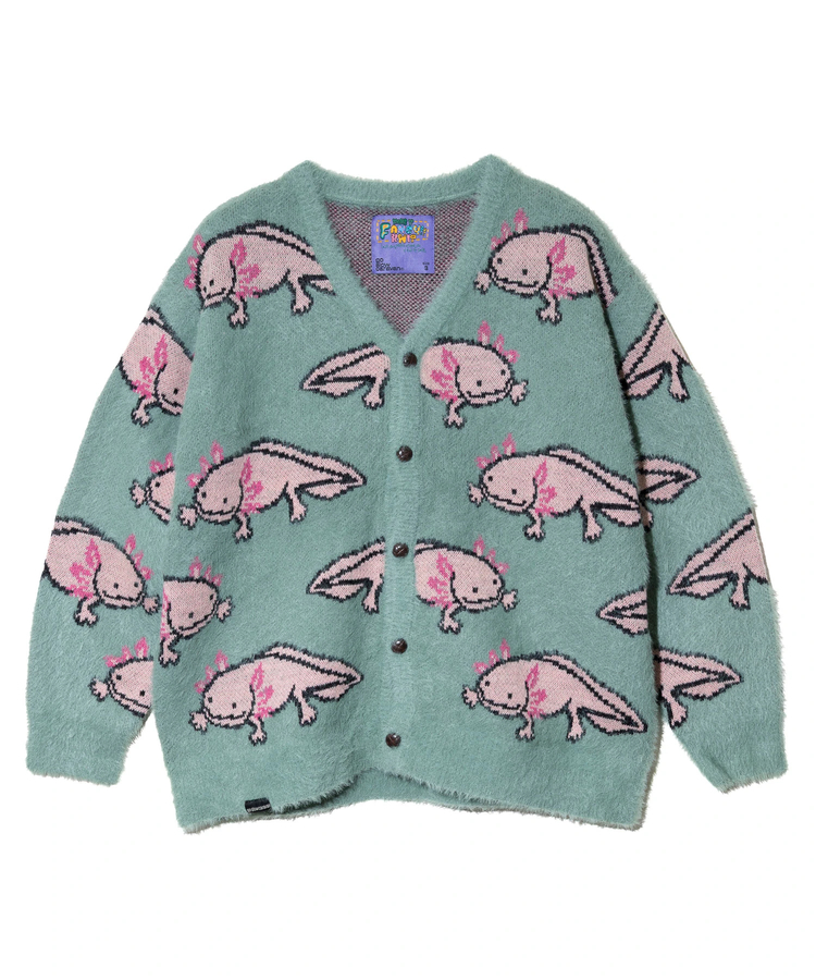 go slow caravan(ゴースローキャラバン) |ウーパールーパーシャギー MIX ジャガードニットカーディガン (MENS)