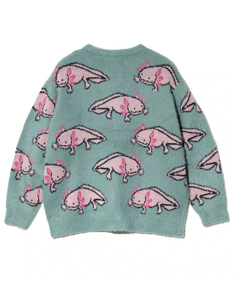 go slow caravan(ゴースローキャラバン) |ウーパールーパーシャギー MIX ジャガードニットカーディガン (MENS)