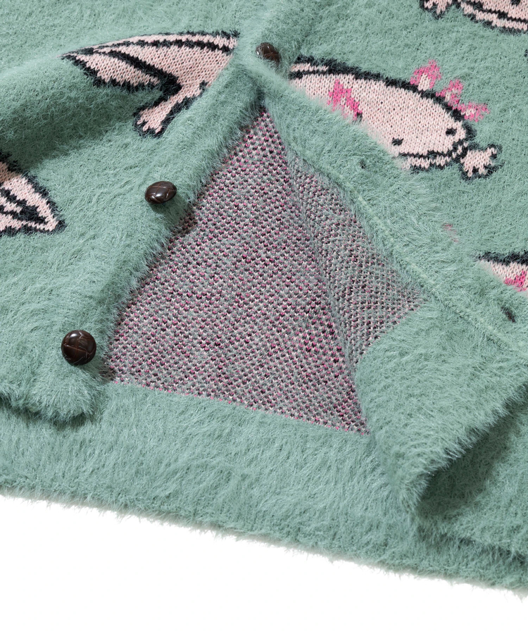 go slow caravan(ゴースローキャラバン) |ウーパールーパーシャギー MIX ジャガードニットカーディガン (MENS)