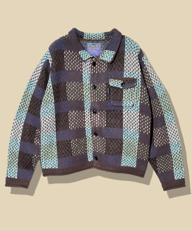 go slow caravan(ゴースローキャラバン) |CRAZY MIX ニットチェックシャツジャケット (MENS)