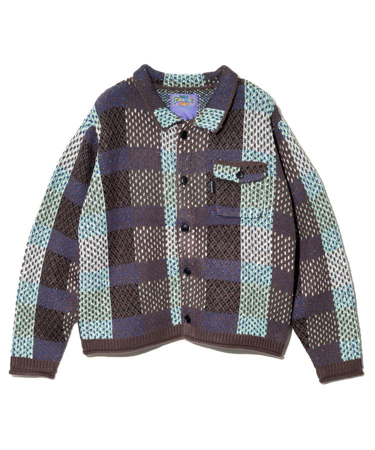 go slow caravan(ゴースローキャラバン) |CRAZY MIX ニットチェックシャツジャケット (MENS)