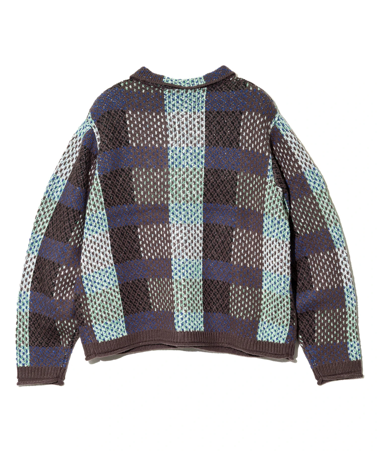 go slow caravan(ゴースローキャラバン) |CRAZY MIX ニットチェックシャツジャケット (MENS)