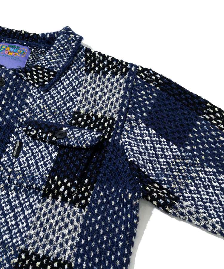 go slow caravan(ゴースローキャラバン) |CRAZY MIX ニットチェックシャツジャケット (MENS)