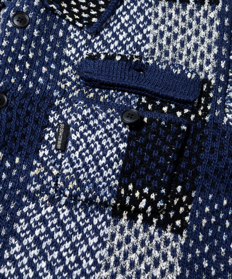 go slow caravan(ゴースローキャラバン) |CRAZY MIX ニットチェックシャツジャケット (MENS)