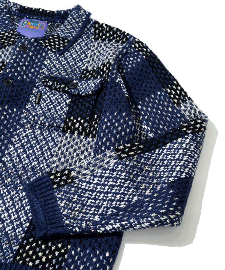 go slow caravan(ゴースローキャラバン) |CRAZY MIX ニットチェックシャツジャケット (MENS)