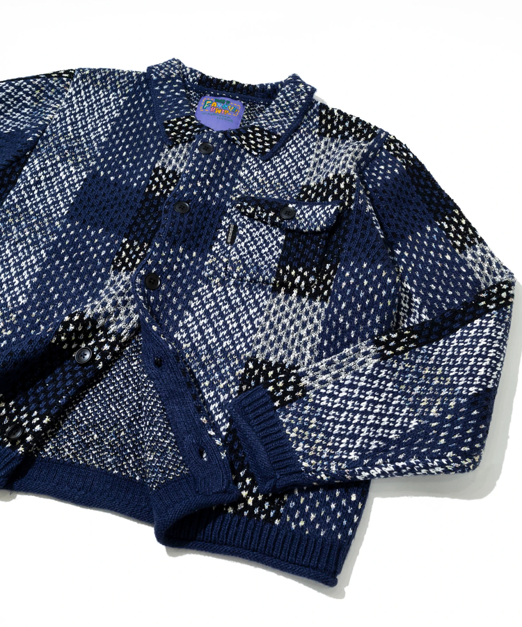 go slow caravan(ゴースローキャラバン) |CRAZY MIX ニットチェックシャツジャケット (MENS)