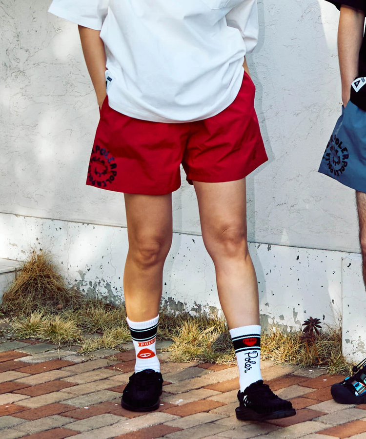 go slow caravan(ゴースローキャラバン) |【GSC別注】POLeR/ポーラー POLeR×GSC NYLON WIDE STUFF SHORTS (MENS)