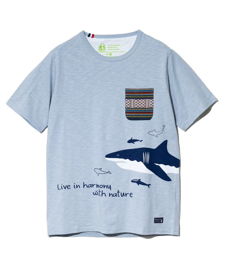 go slow caravan(ゴースローキャラバン) |【GSC別注】ESPACE VERT/エスパスヴェール サメ プリント S/S ジャガードポケTEE (MENS)