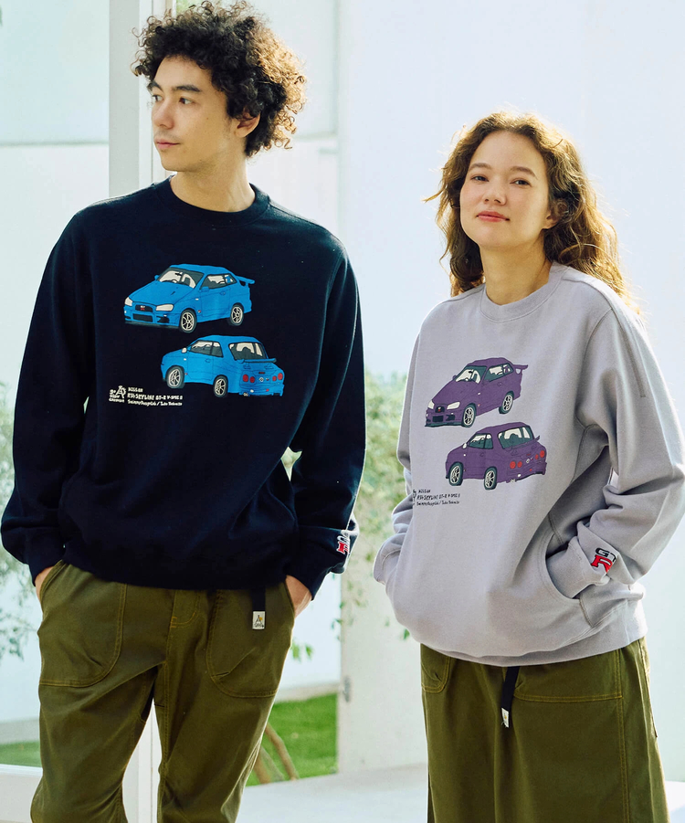 go slow caravan(ゴースローキャラバン) |【NISSAN×go slow caravan】空紡糸裏毛SKYLINE GT-R(R34) P/O (MENS)