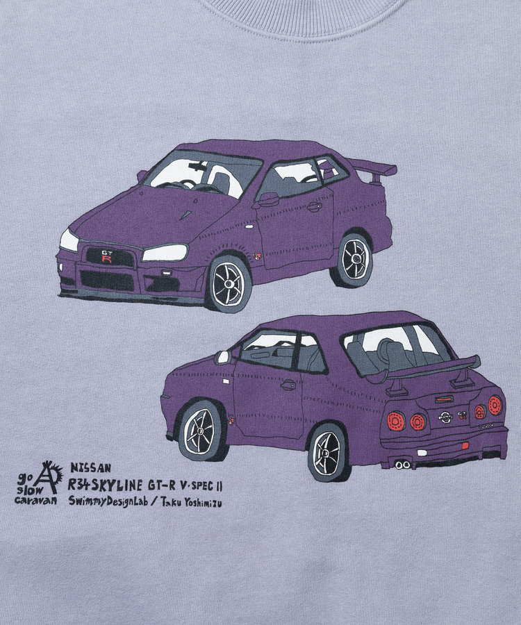 go slow caravan(ゴースローキャラバン) |【NISSAN×go slow caravan】空紡糸裏毛SKYLINE GT-R(R34) P/O (MENS)