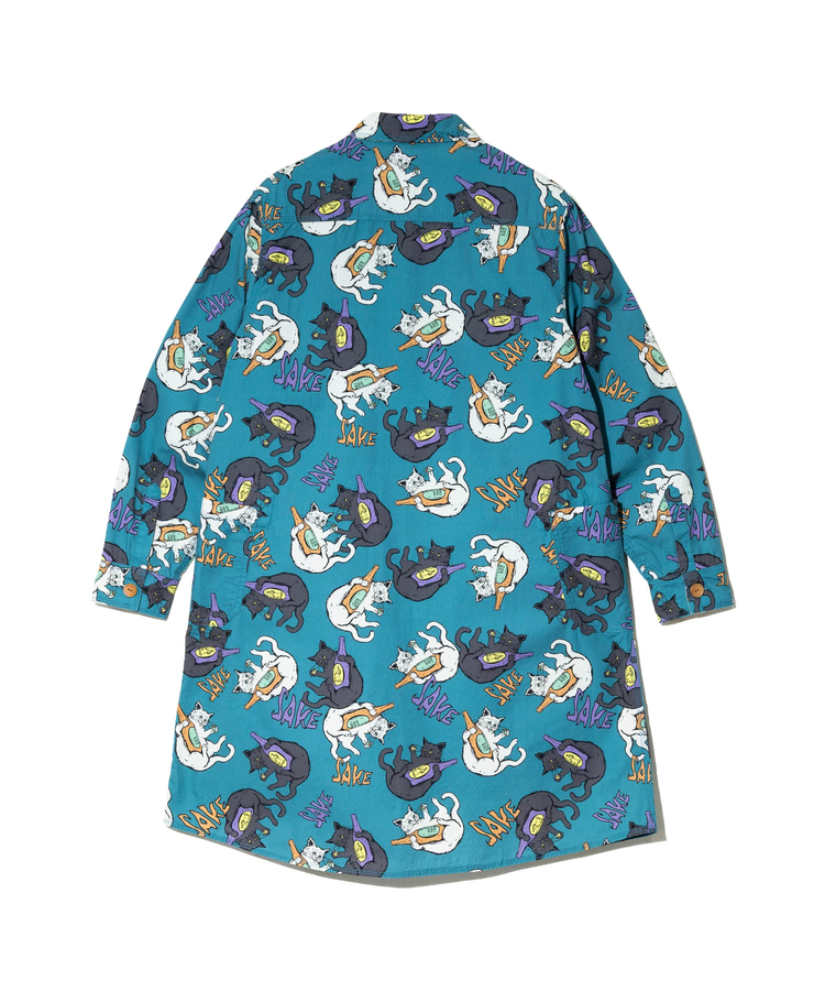 go slow caravan(ゴースローキャラバン) |ペイズリー/猫と晩酌 シャツワンピース (WOMENS)