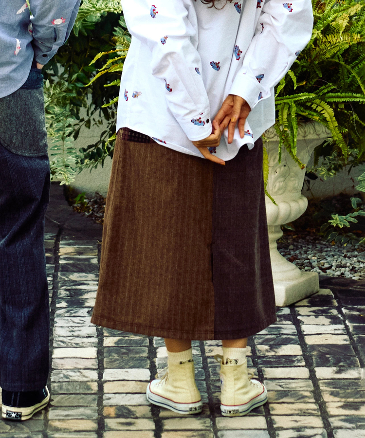 go slow caravan(ゴースローキャラバン) |WOOL LIKE FABRICクレイジー脇ポケスカート (WOMENS) 