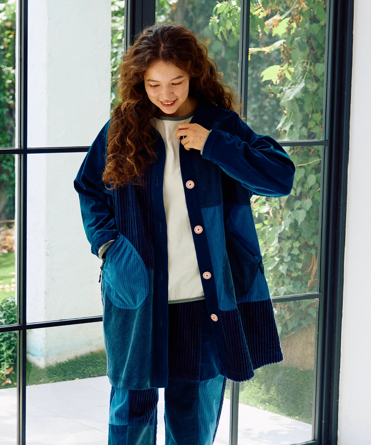 go slow caravan(ゴースローキャラバン) |コーデュロイ切替ミドルコート (WOMENS)