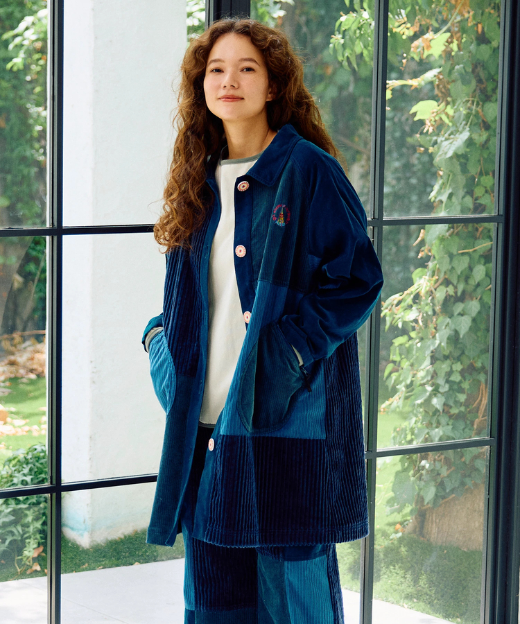 go slow caravan(ゴースローキャラバン) |コーデュロイ切替ミドルコート (WOMENS)