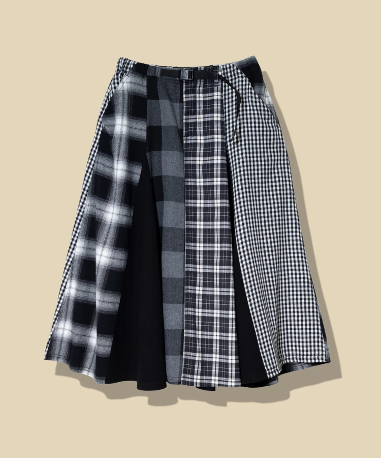 go slow caravan(ゴースローキャラバン) |ネルチェックパッチワークスカート (WOMENS)