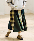 go slow caravan(ゴースローキャラバン) |ネルチェックパッチワークスカート (WOMENS)