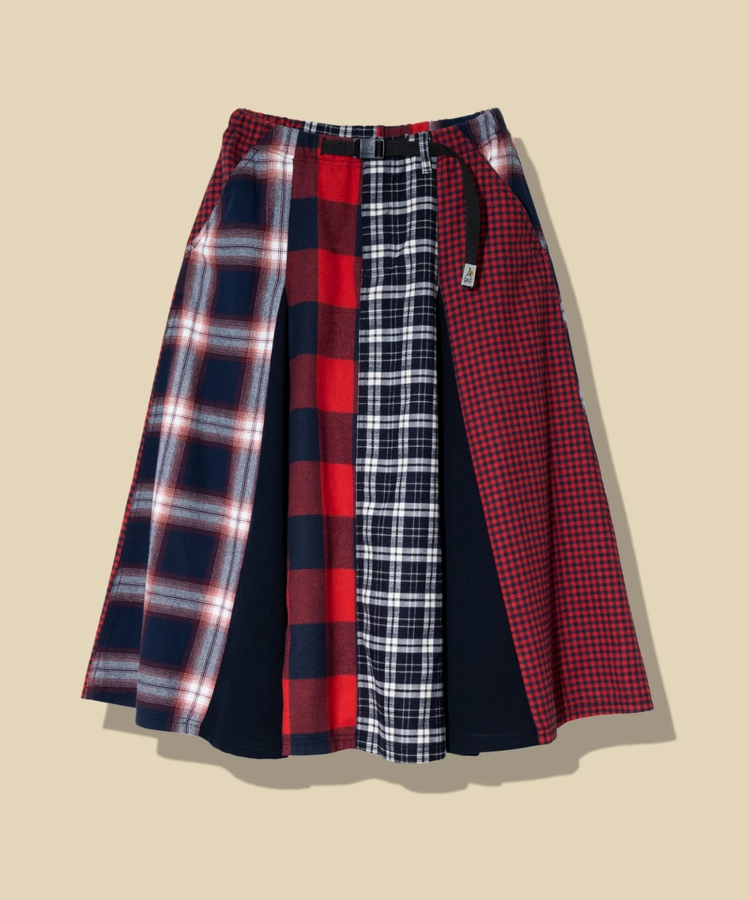 go slow caravan(ゴースローキャラバン) |ネルチェックパッチワークスカート (WOMENS)