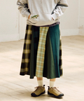 go slow caravan(ゴースローキャラバン) |ネルチェックパッチワークスカート (WOMENS)