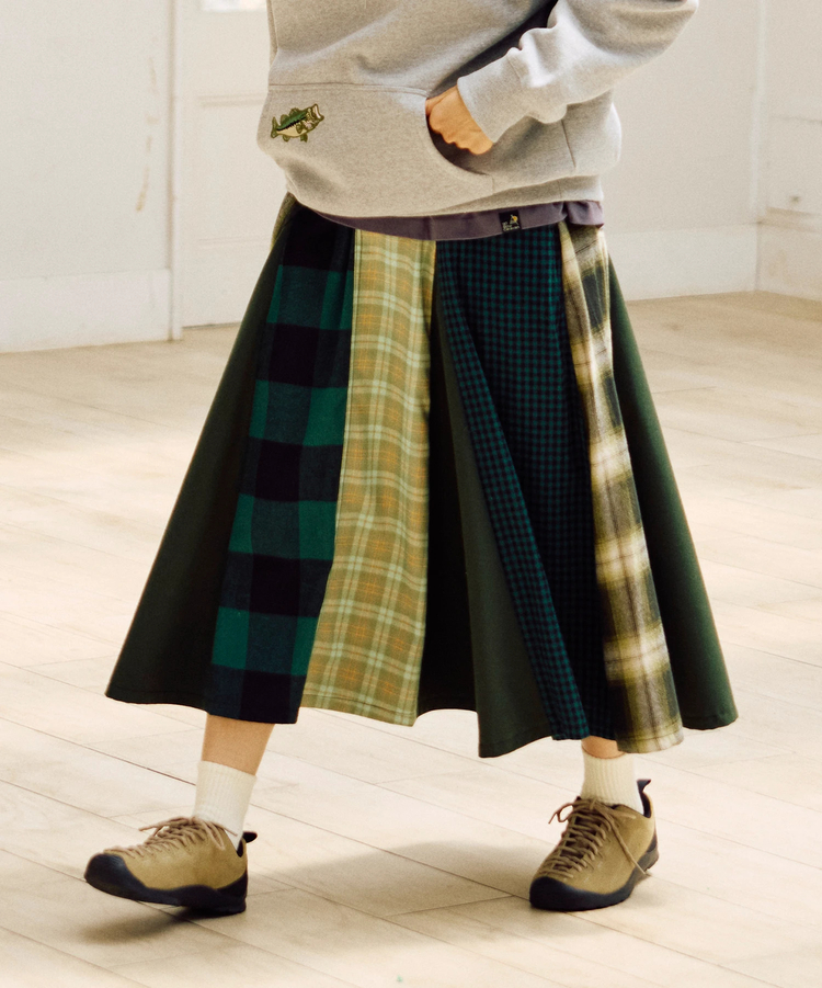 go slow caravan(ゴースローキャラバン) |ネルチェックパッチワークスカート (WOMENS)