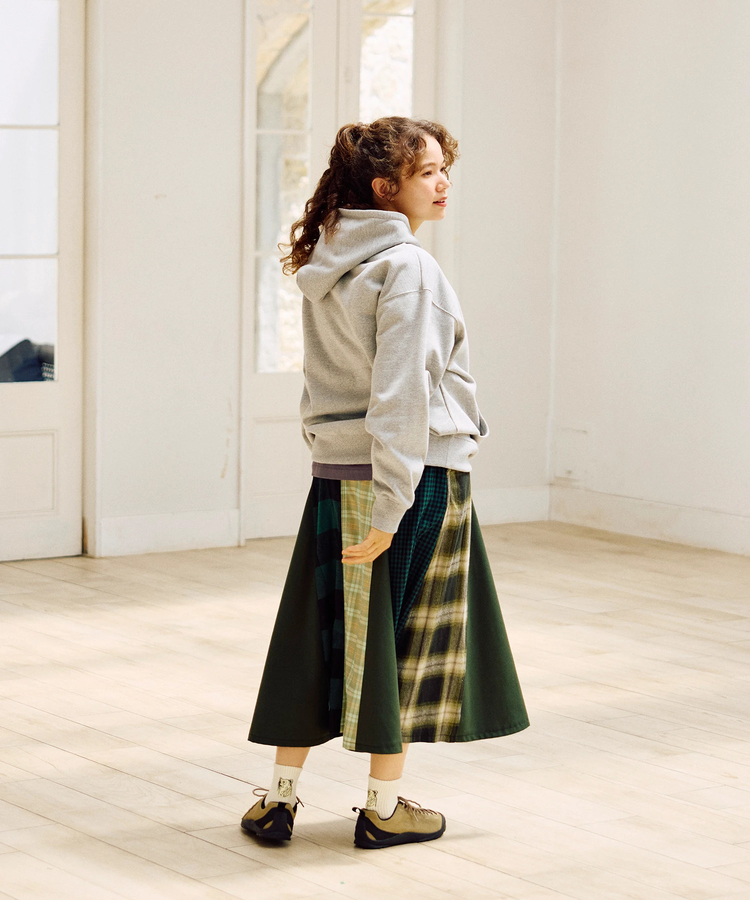 go slow caravan(ゴースローキャラバン) |ネルチェックパッチワークスカート (WOMENS)