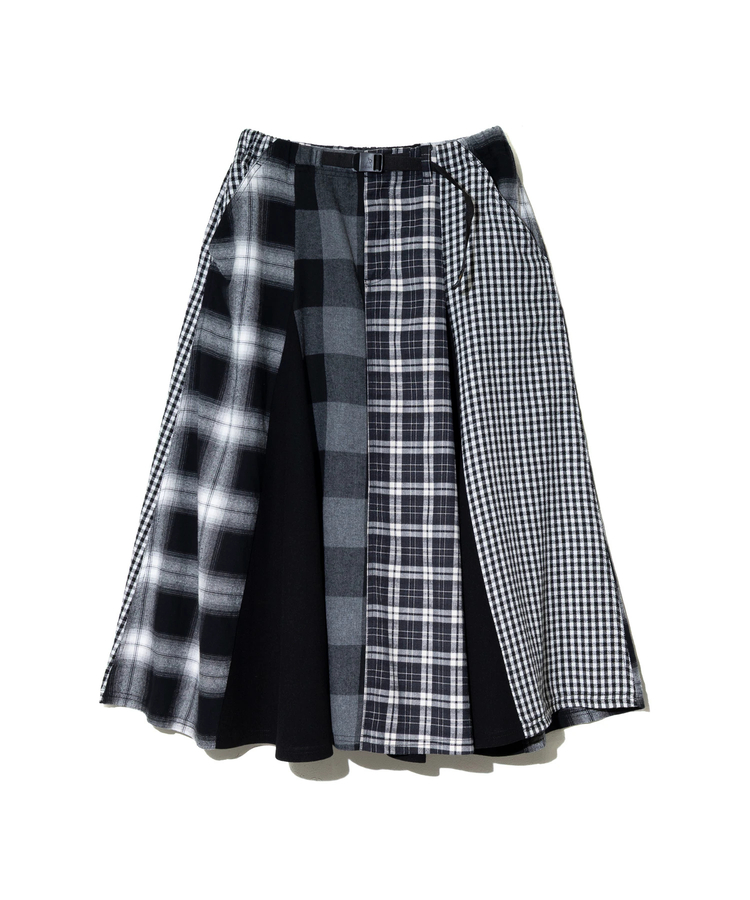 go slow caravan(ゴースローキャラバン) |ネルチェックパッチワークスカート (WOMENS)