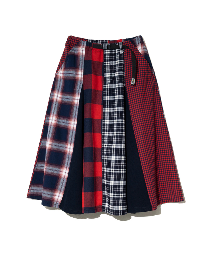 go slow caravan(ゴースローキャラバン) |ネルチェックパッチワークスカート (WOMENS)