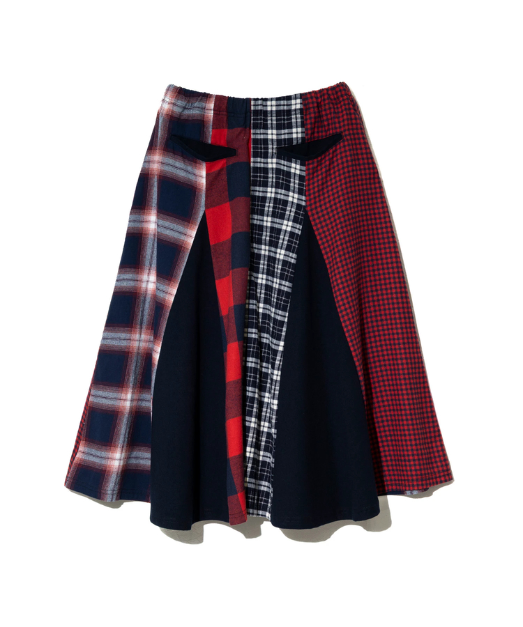 go slow caravan(ゴースローキャラバン) |ネルチェックパッチワークスカート (WOMENS)