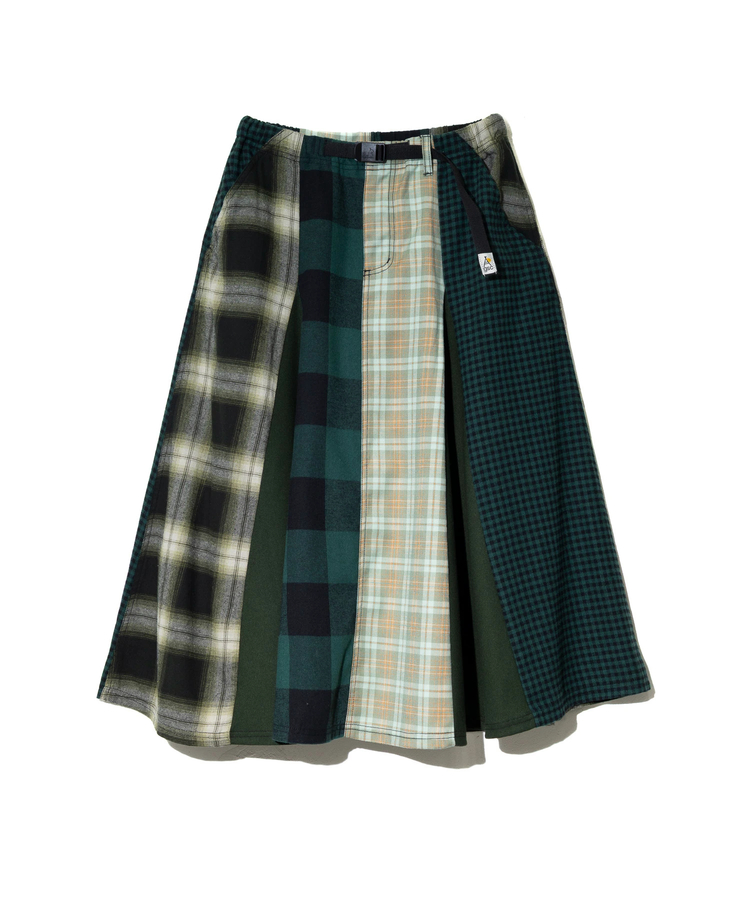 go slow caravan(ゴースローキャラバン) |ネルチェックパッチワークスカート (WOMENS)