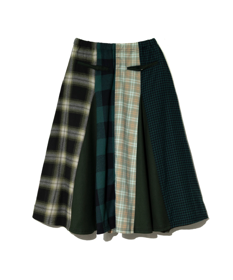 go slow caravan(ゴースローキャラバン) |ネルチェックパッチワークスカート (WOMENS)