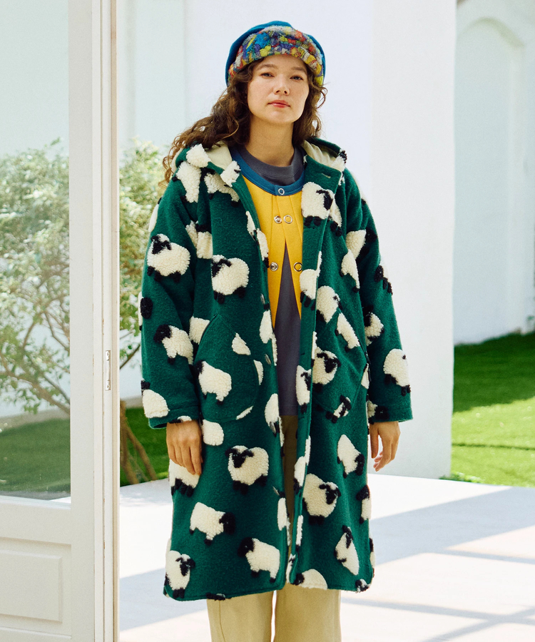 go slow caravan(ゴースローキャラバン) |オリジナルジャガードボアコンチョコート (WOMENS)