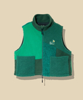 go slow caravan(ゴースローキャラバン) |ボア×フリース パッチワークショートベスト (WOMENS)