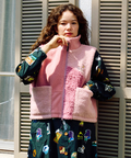 go slow caravan(ゴースローキャラバン) |ボア×フリース パッチワークショートベスト (WOMENS)