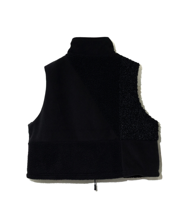 go slow caravan(ゴースローキャラバン) |ボア×フリース パッチワークショートベスト (WOMENS)