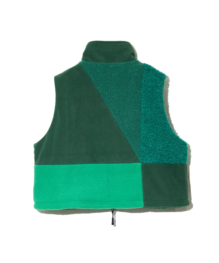 go slow caravan(ゴースローキャラバン) |ボア×フリース パッチワークショートベスト (WOMENS)