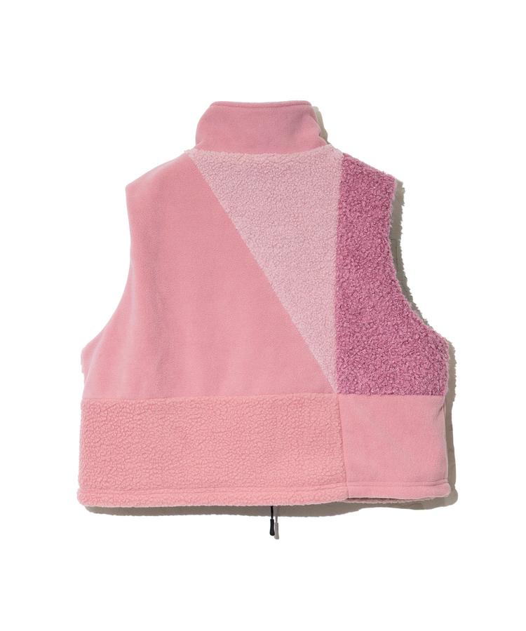 go slow caravan(ゴースローキャラバン) |ボア×フリース パッチワークショートベスト (WOMENS)