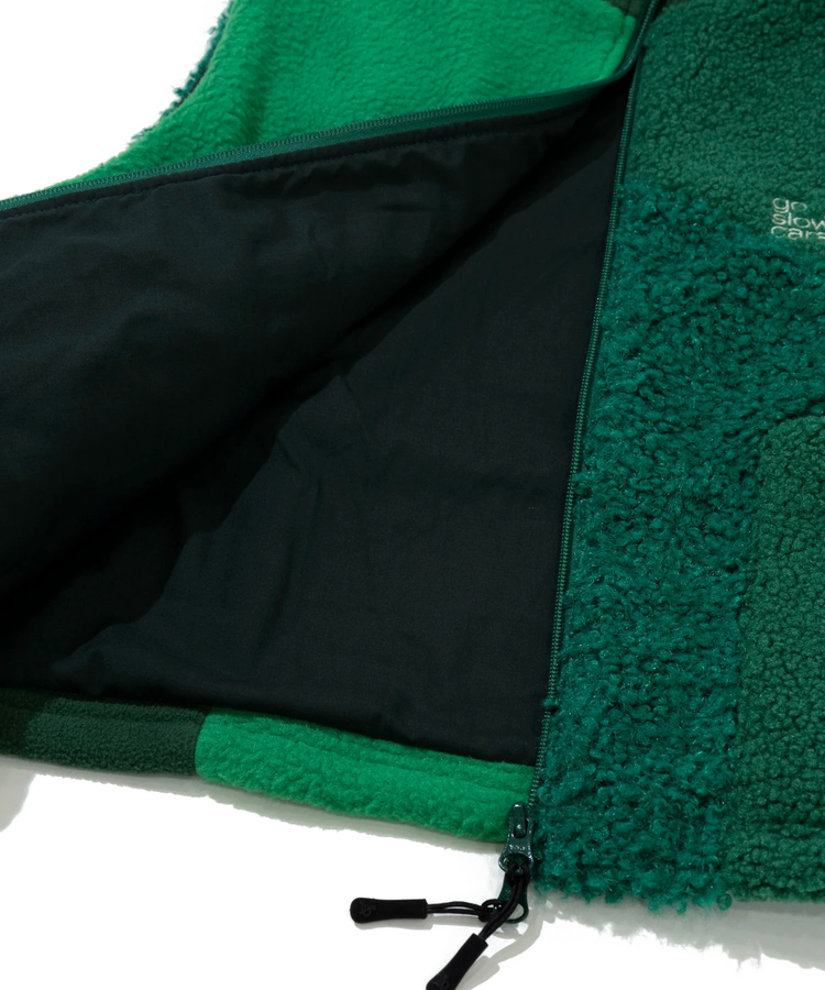 go slow caravan(ゴースローキャラバン) |ボア×フリース パッチワークショートベスト (WOMENS)