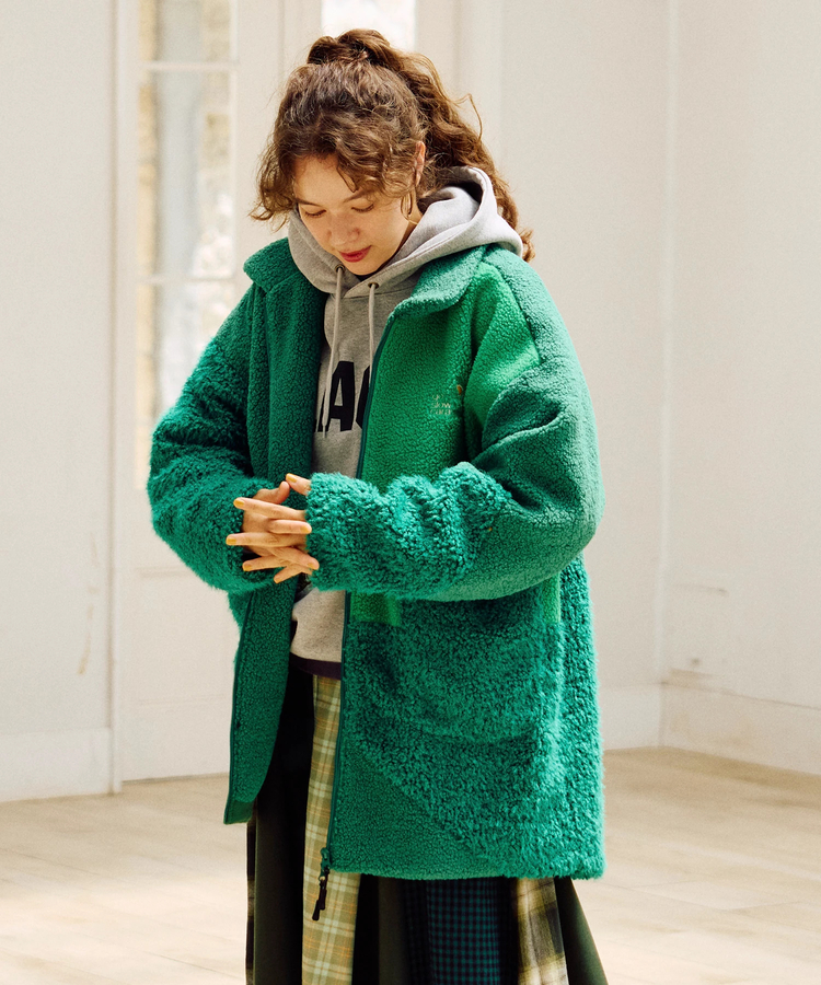 go slow caravan(ゴースローキャラバン) |ボア×フリース パッチワークコート (WOMENS)