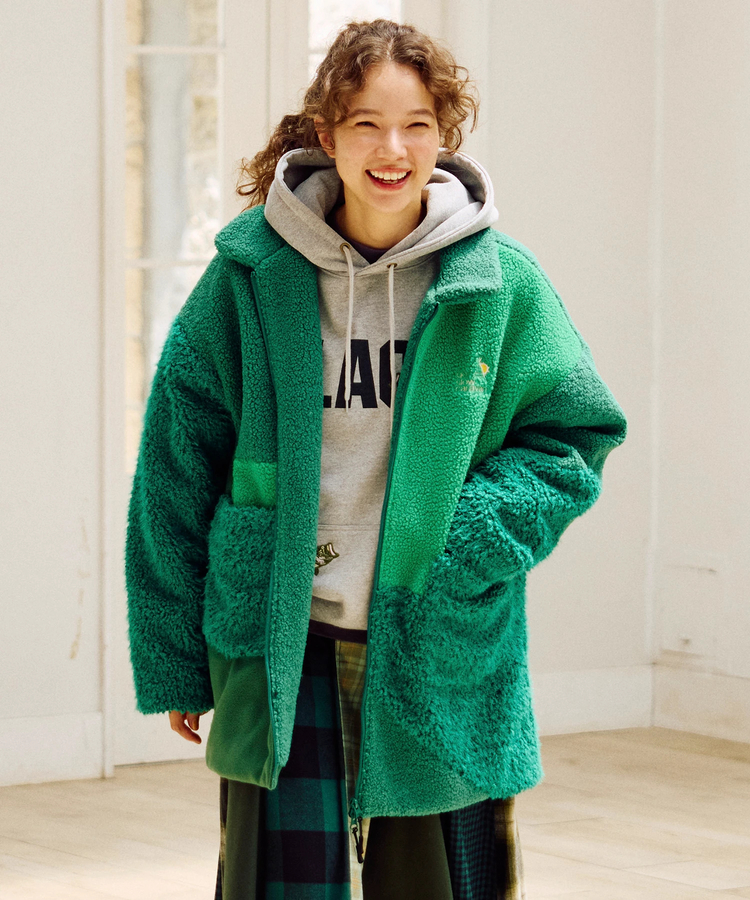 go slow caravan(ゴースローキャラバン) |ボア×フリース パッチワークコート (WOMENS)