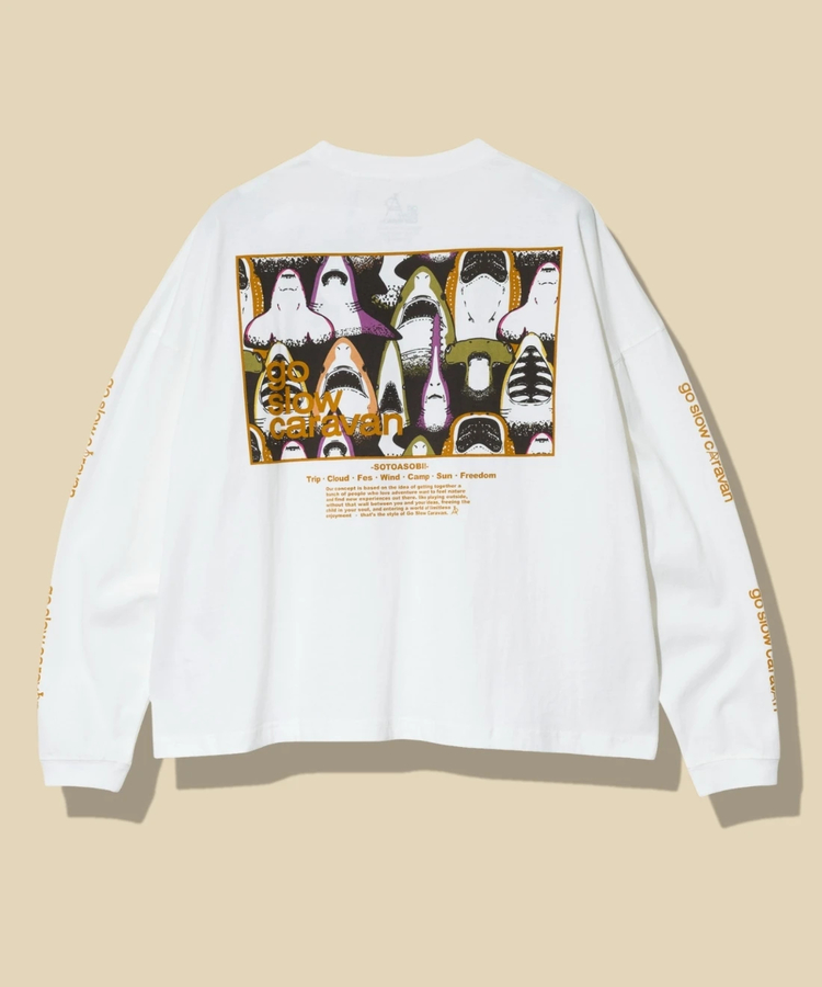 go slow caravan(ゴースローキャラバン) |USA/CスクエアLOGOバックプリントミドルTEE (WOMENS)
