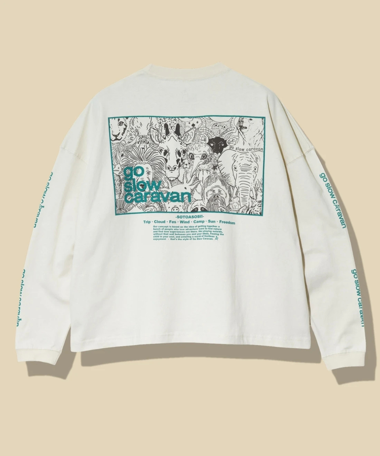 go slow caravan(ゴースローキャラバン) |USA/CスクエアLOGOバックプリントミドルTEE (WOMENS)